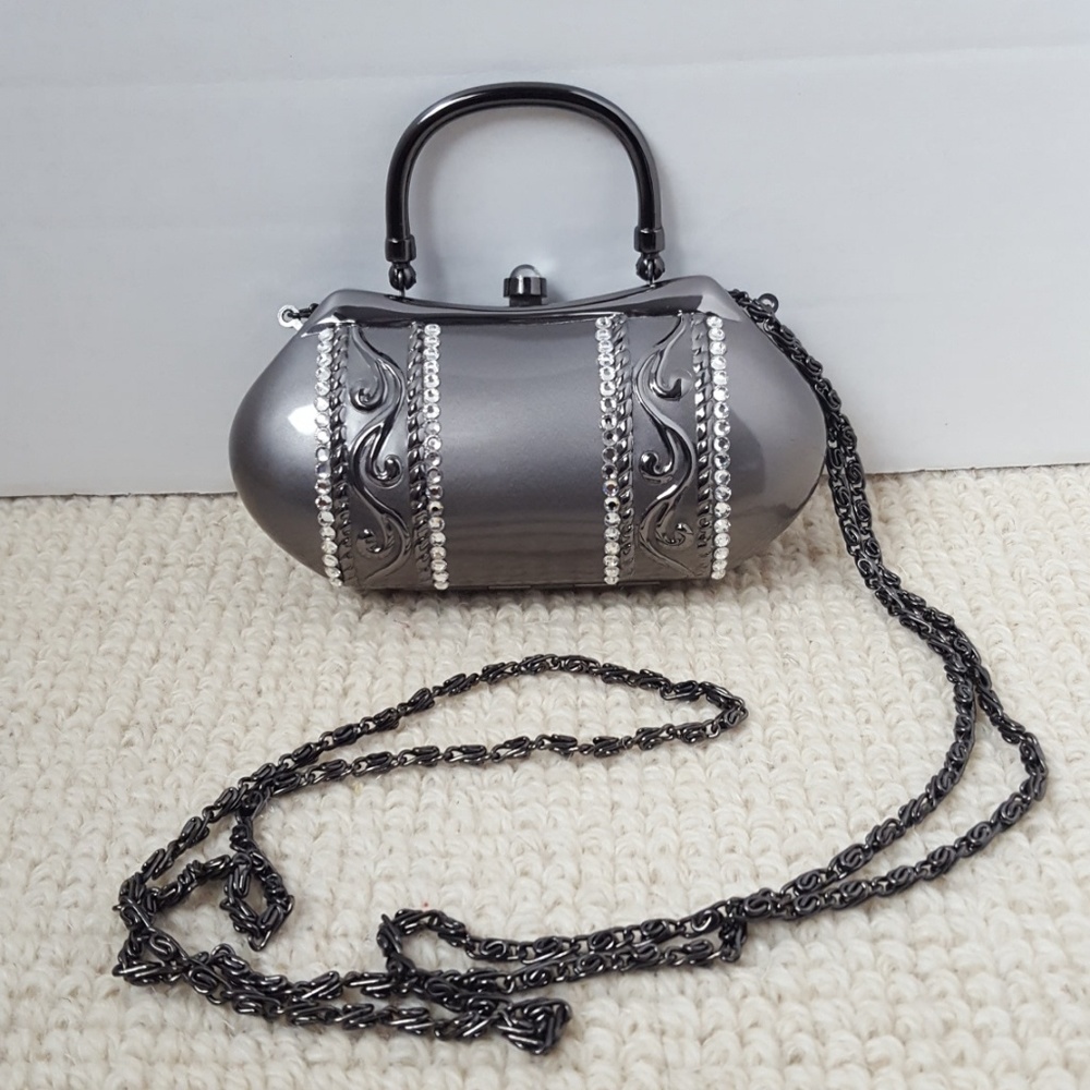 Daniella silver Metal crystal small evening bag